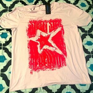 Prep Men's Five-Pointed Star Printed Short-Sleeved Y2k T-Shirt, XL 42